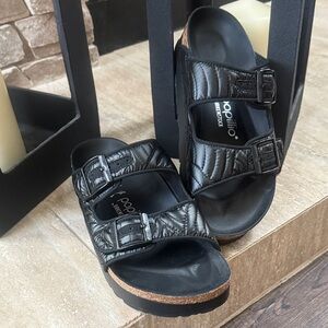 Birkenstock Papillio New Black Leather Quilted Platform Sandals 36 (5)